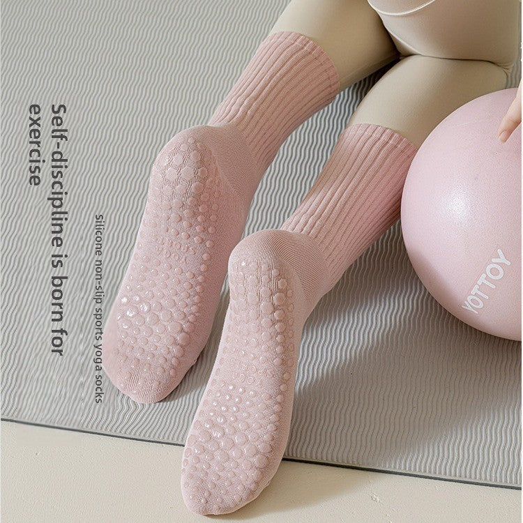 Women's Mid-Calf Yoga Socks Non-Slip Breathable Grip Socks for Pilates & Fitness